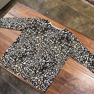 Talbots Leopard Print 3/4 Sleeve Merino Wool Top